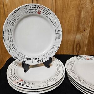 4 PC Set Todays Luncheon Plates "Food You"ll Remember" By Roseanna 50/60s Diner